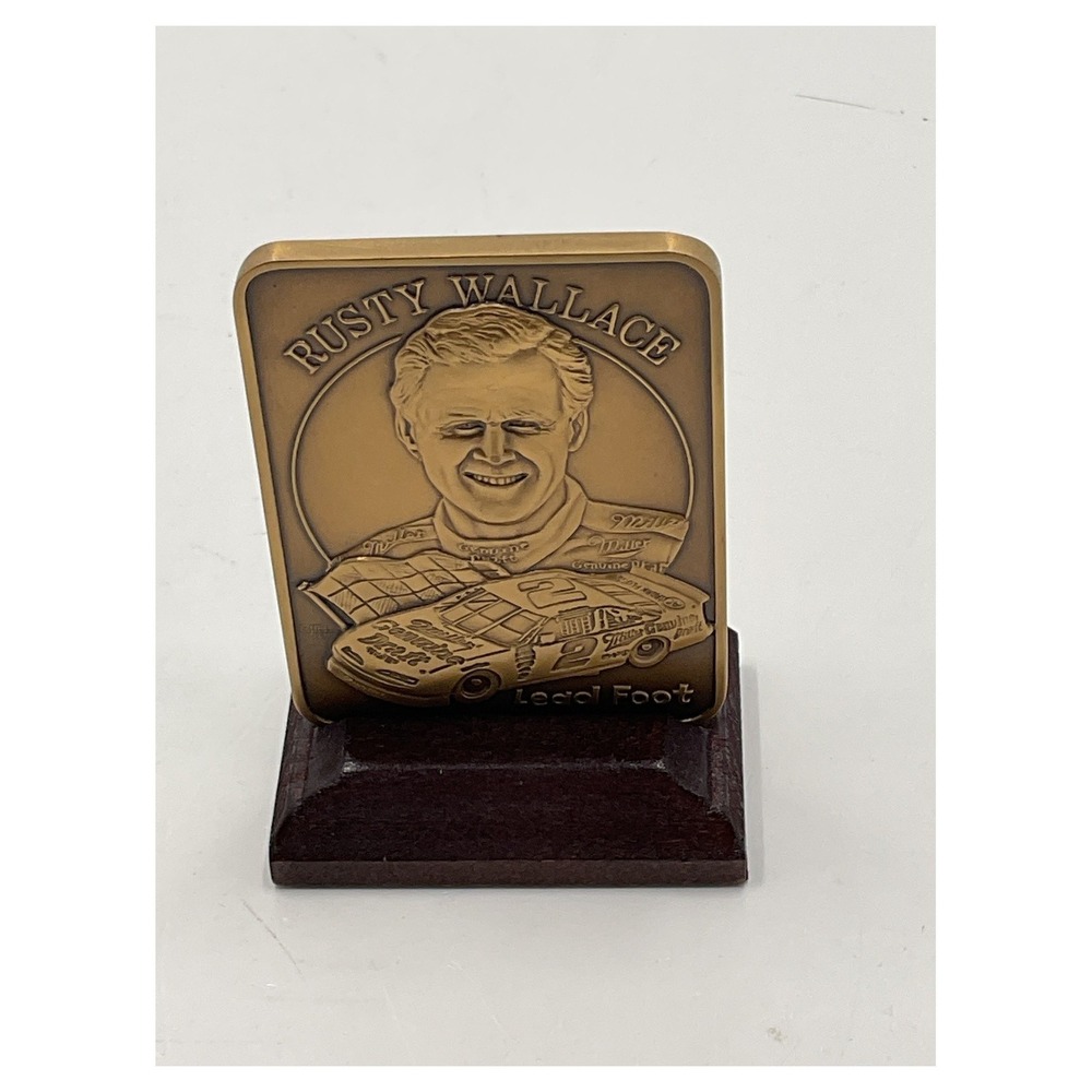 Miller Genuine Draft 1990 Rusty Wallace NASCAR Bronze Desk‎ Plaque